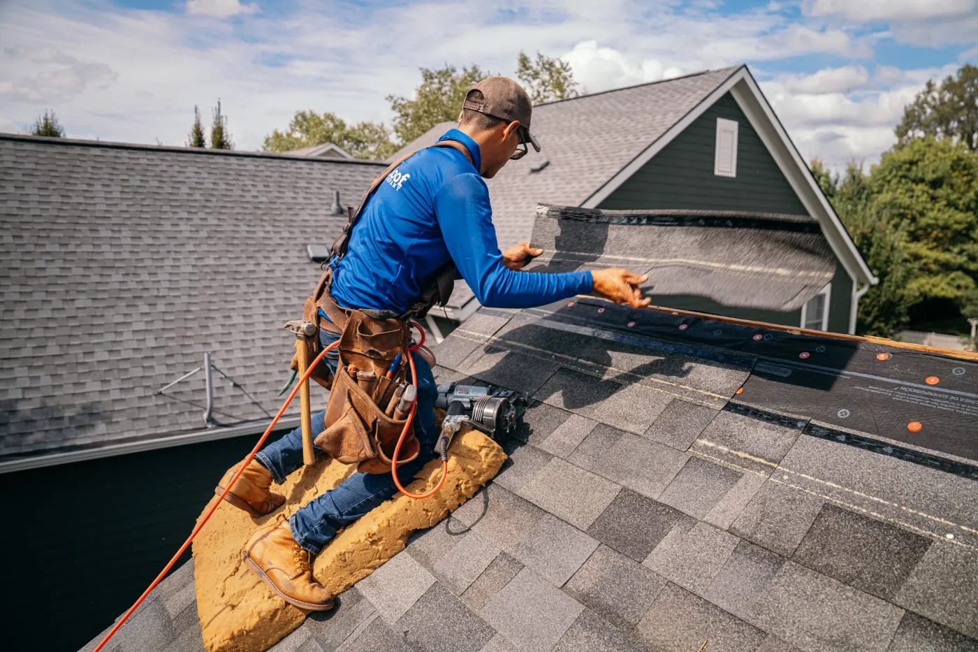 Tarping and dry-in on a Royal Center commercial roof